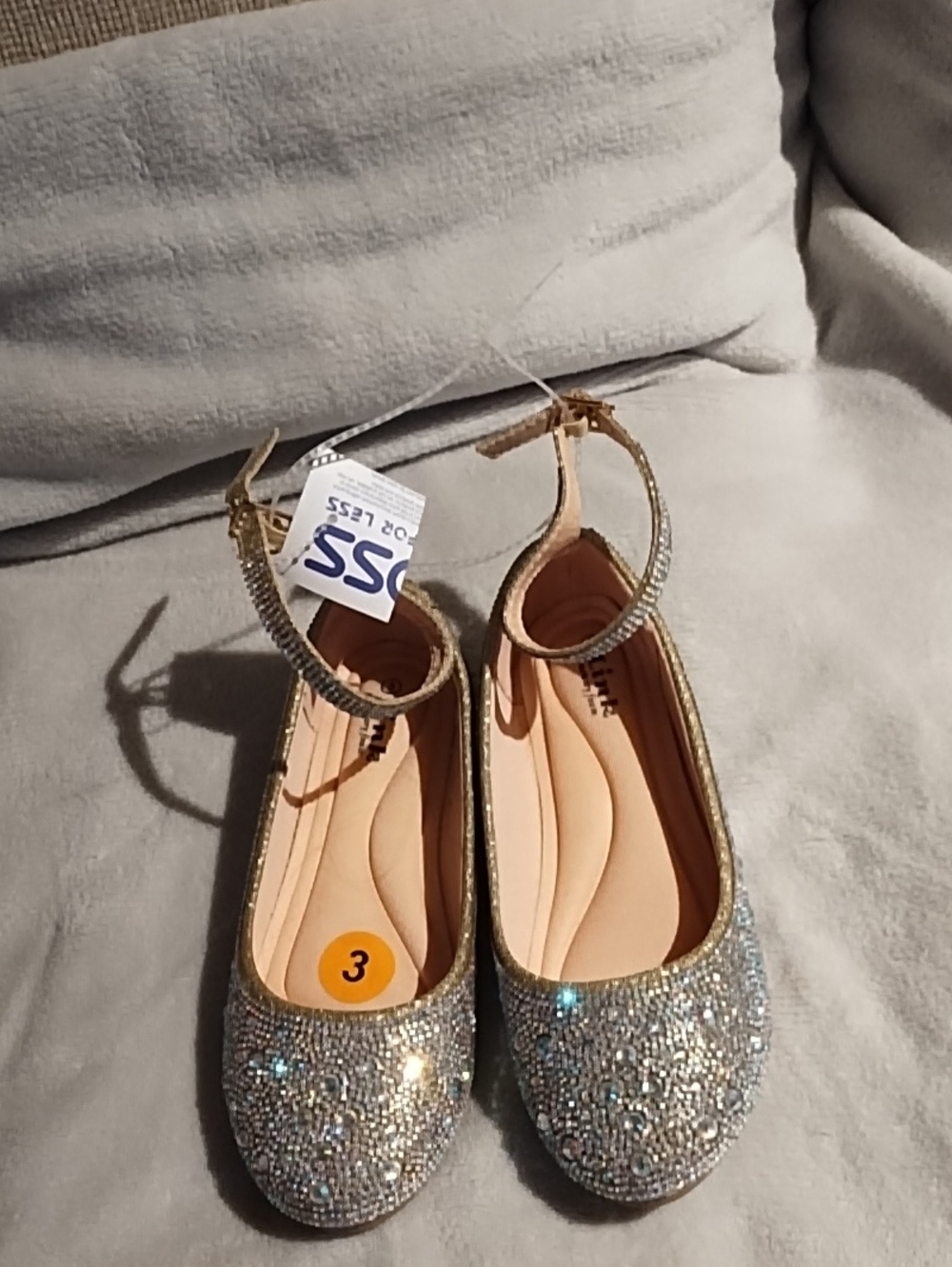 Link Sparkling Silver Crushed Crystal Ankle-Strap Flats